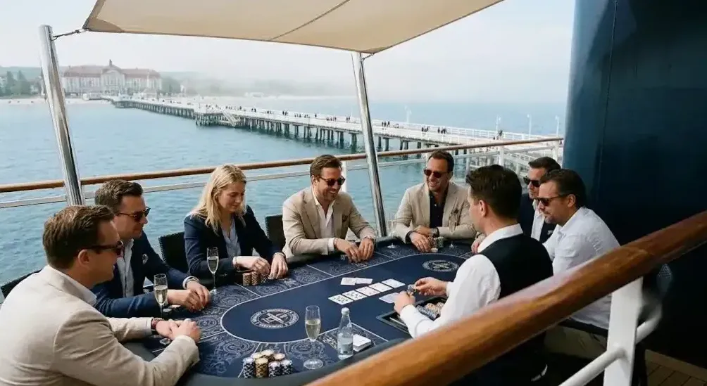 Zespół firmowy przy stole pokerowym
