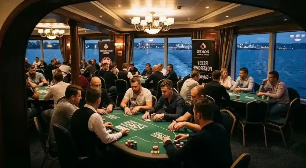 Krupier tasujący karty na statku